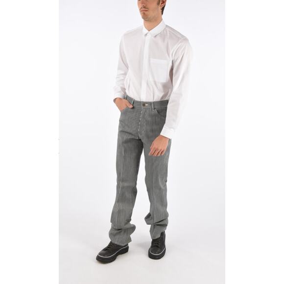 Men's Celine Homme Heidi Slimane Navy Hickory Flared Striped Trousers size 34 - Picture 1 of 7